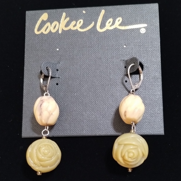 NWT Beautiful Cookie Lee Earrings FAUX‎ JADE Beads  - #152 - Picture 4 of 5
